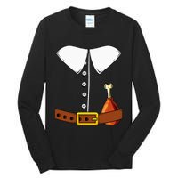 Pilgrim Costume Hat And Thanksgiving Turkey Day Graphic Tall Long Sleeve T-Shirt