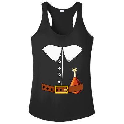 Pilgrim Costume Hat And Thanksgiving Turkey Day Graphic Ladies PosiCharge Competitor Racerback Tank