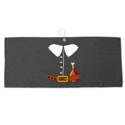 Pilgrim Costume Hat And Thanksgiving Turkey Day Graphic Large Microfiber Waffle Golf Towel