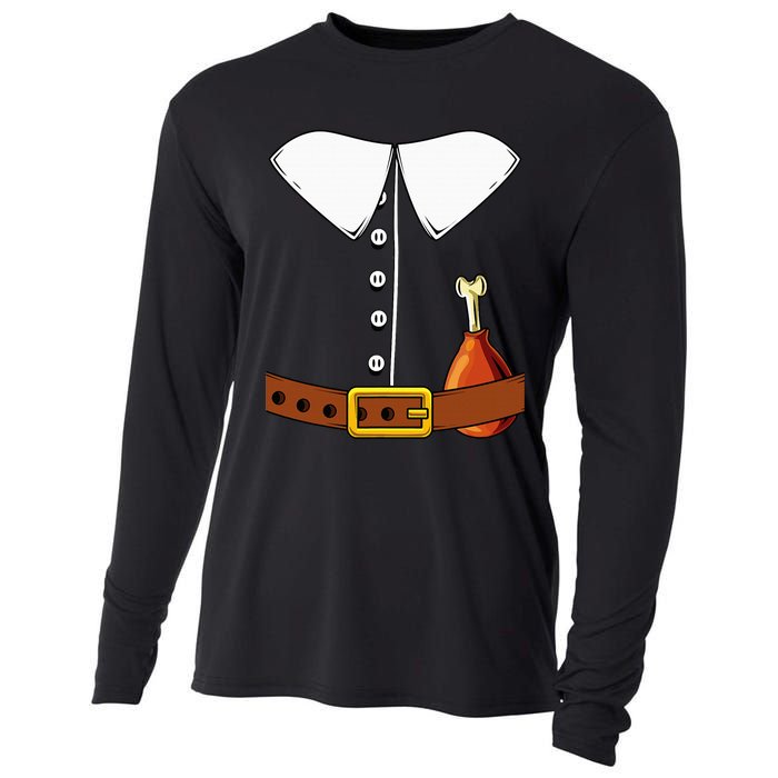 Pilgrim Costume Hat And Thanksgiving Turkey Day Graphic Cooling Performance Long Sleeve Crew