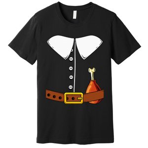 Pilgrim Costume Hat And Thanksgiving Turkey Day Graphic Premium T-Shirt