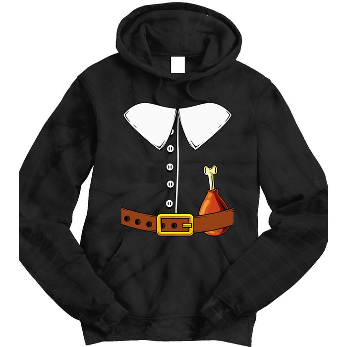 Pilgrim Costume Hat And Thanksgiving Turkey Day Graphic Tie Dye Hoodie