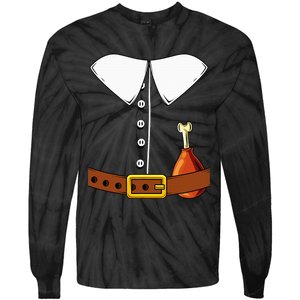 Pilgrim Costume Hat And Thanksgiving Turkey Day Graphic Tie-Dye Long Sleeve Shirt