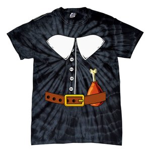 Pilgrim Costume Hat And Thanksgiving Turkey Day Graphic Tie-Dye T-Shirt