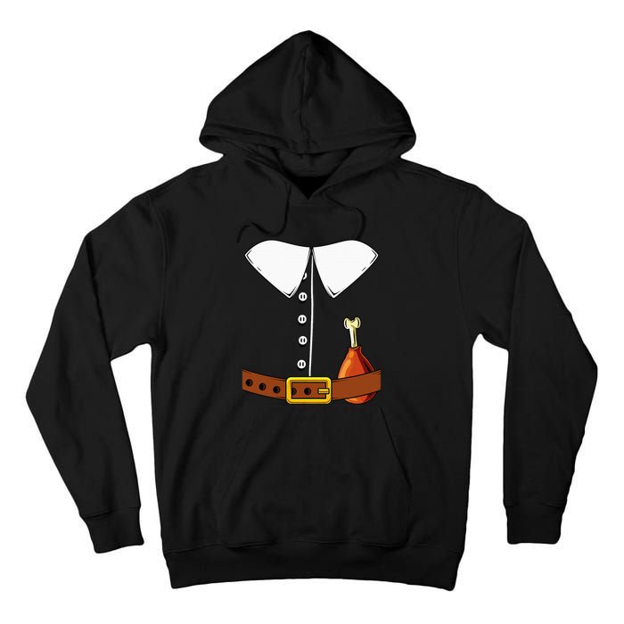 Pilgrim Costume Hat And Thanksgiving Turkey Day Graphic Tall Hoodie