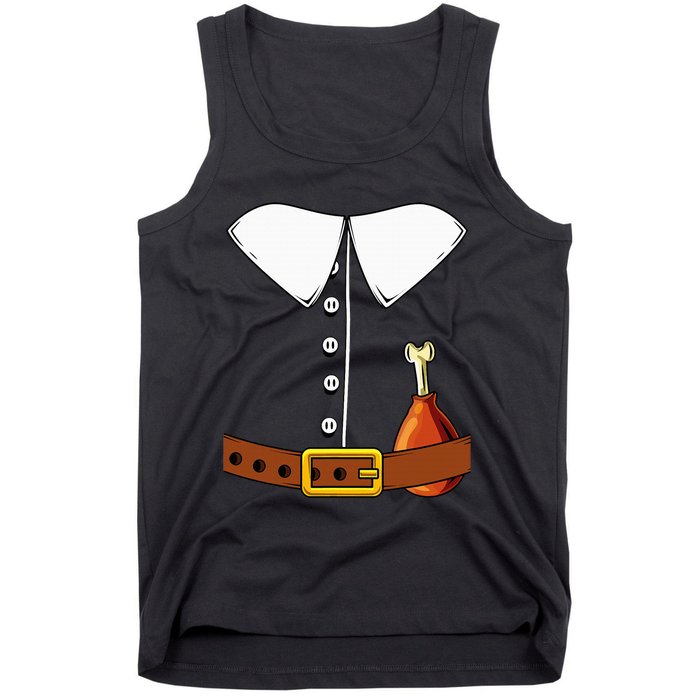 Pilgrim Costume Hat And Thanksgiving Turkey Day Graphic Tank Top