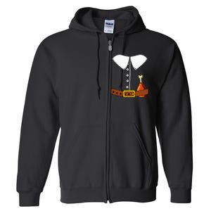 Pilgrim Costume Hat And Thanksgiving Turkey Day Graphic Full Zip Hoodie