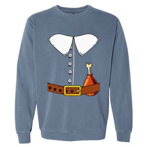 Pilgrim Costume Hat And Thanksgiving Turkey Day Graphic Garment-Dyed Sweatshirt