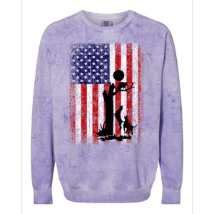 Patriotic Coon Hunting Dogs American Flag Gift Colorblast Crewneck Sweatshirt