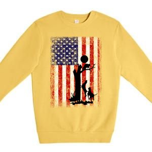 Patriotic Coon Hunting Dogs American Flag Gift Premium Crewneck Sweatshirt