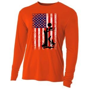 Patriotic Coon Hunting Dogs American Flag Gift Cooling Performance Long Sleeve Crew