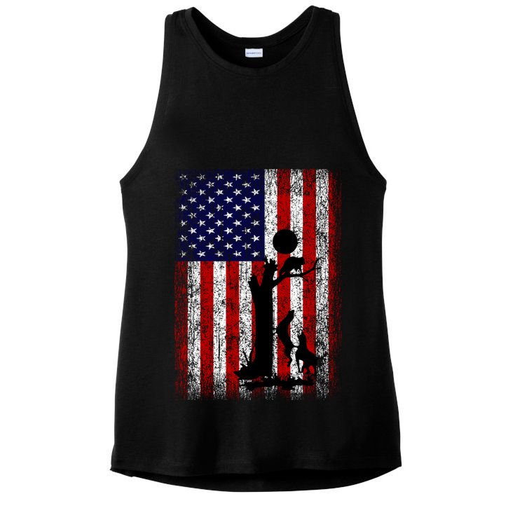 Patriotic Coon Hunting Dogs American Flag Gift Ladies PosiCharge Tri-Blend Wicking Tank