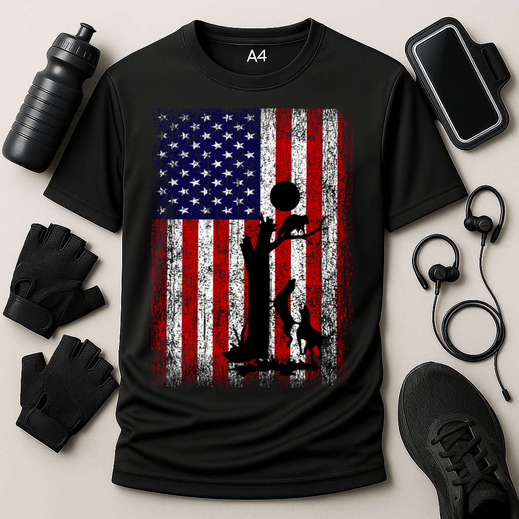 Patriotic Coon Hunting Dogs American Flag Gift Cooling Performance Crew T-Shirt