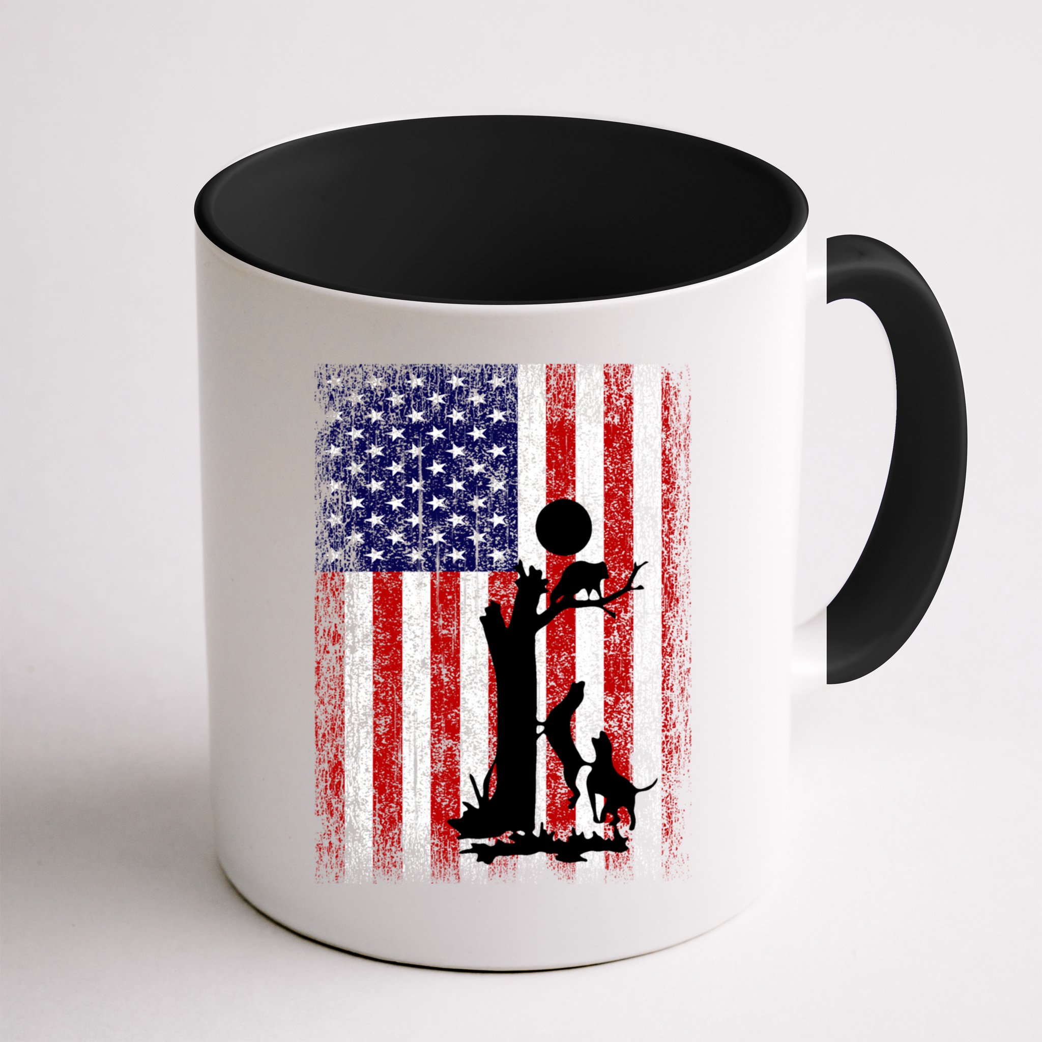 Patriotic Coon Hunting Dogs American Flag Gift Mug