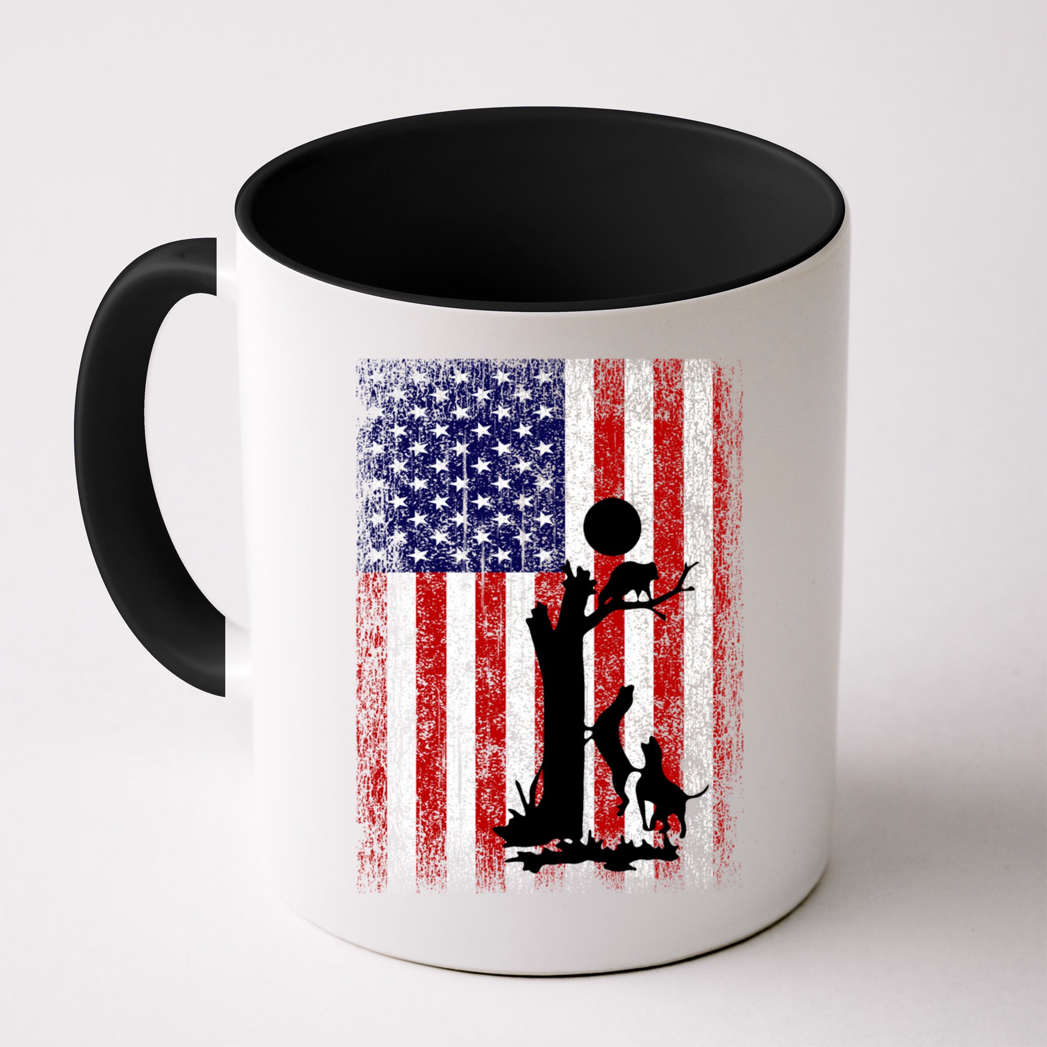 Patriotic Coon Hunting Dogs American Flag Gift Mug
