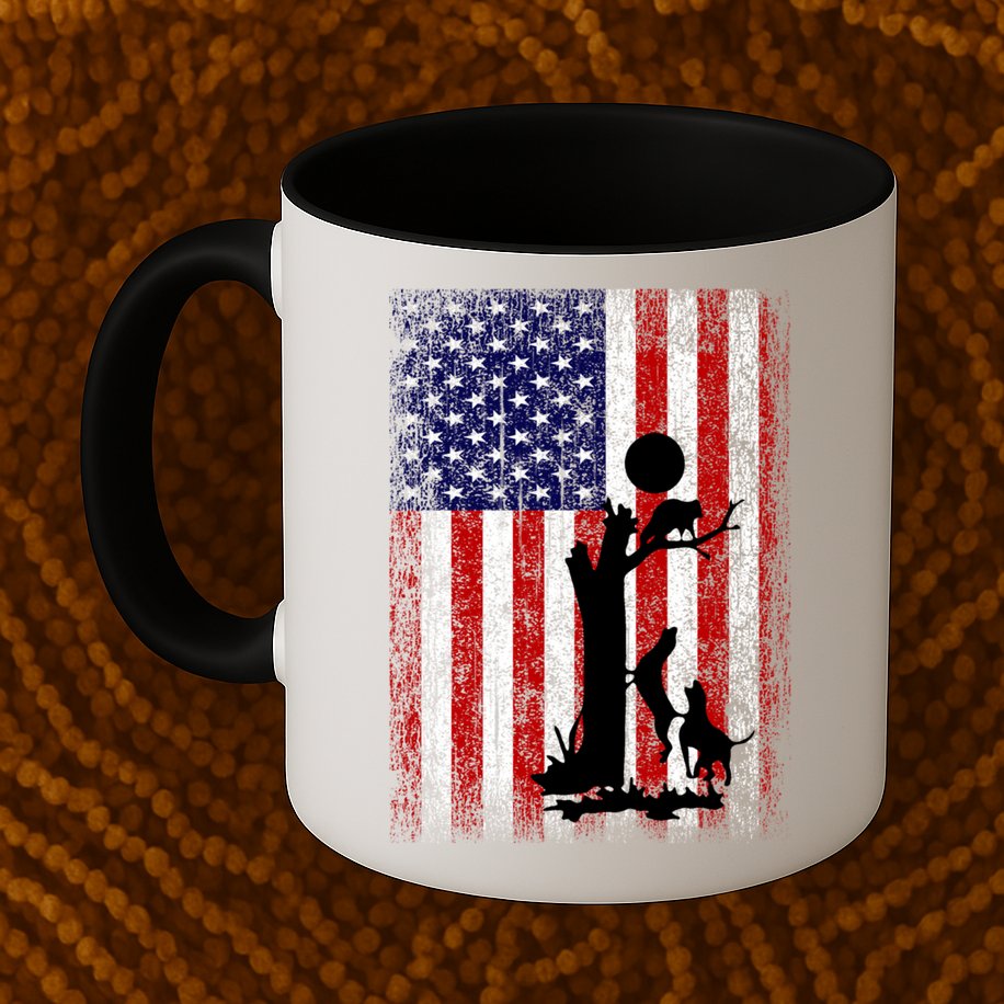Patriotic Coon Hunting Dogs American Flag Gift Mug