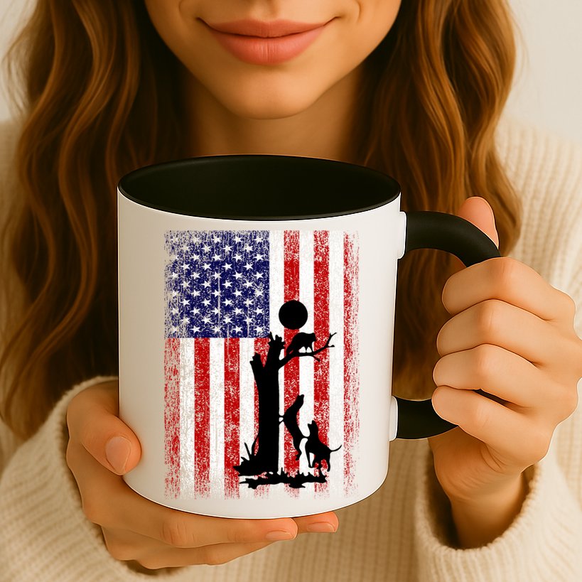 Patriotic Coon Hunting Dogs American Flag Gift Mug