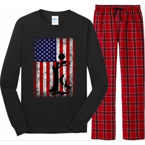 Patriotic Coon Hunting Dogs American Flag Gift Long Sleeve Pajama Set