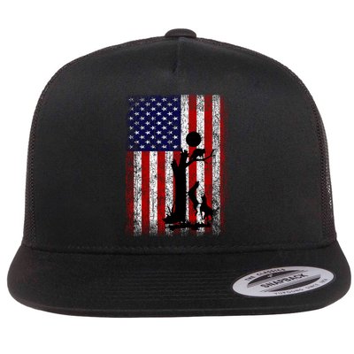 Patriotic Coon Hunting Dogs American Flag Gift Flatbill Hat