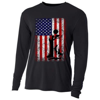 Patriotic Coon Hunting Dogs American Flag Gift Cooling Performance Long Sleeve Crew