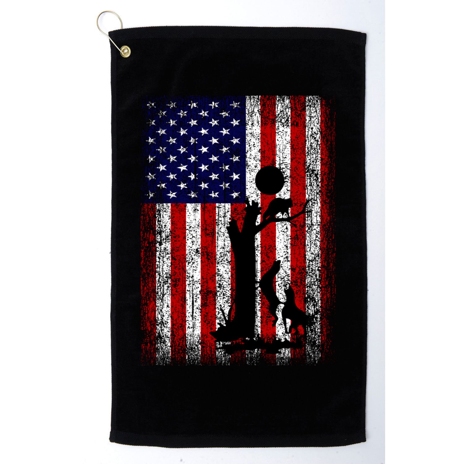 Patriotic Coon Hunting Dogs American Flag Gift Golf Towel