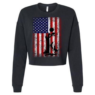 Patriotic Coon Hunting Dogs American Flag Gift Cropped Pullover Crew