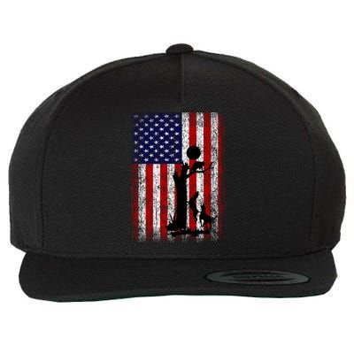 Patriotic Coon Hunting Dogs American Flag Gift Wool Snapback Cap
