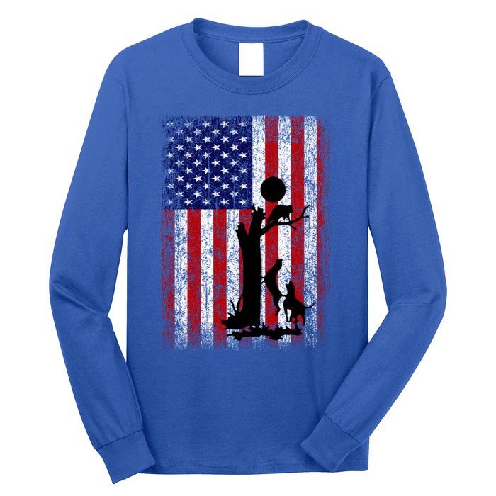 Patriotic Coon Hunting Dogs American Flag Gift Long Sleeve Shirt