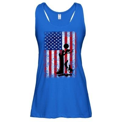 Patriotic Coon Hunting Dogs American Flag Gift Ladies Essential Flowy Tank