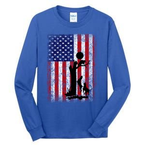 Patriotic Coon Hunting Dogs American Flag Gift Tall Long Sleeve T-Shirt