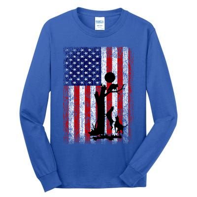 Patriotic Coon Hunting Dogs American Flag Gift Tall Long Sleeve T-Shirt