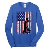 Patriotic Coon Hunting Dogs American Flag Gift Tall Long Sleeve T-Shirt