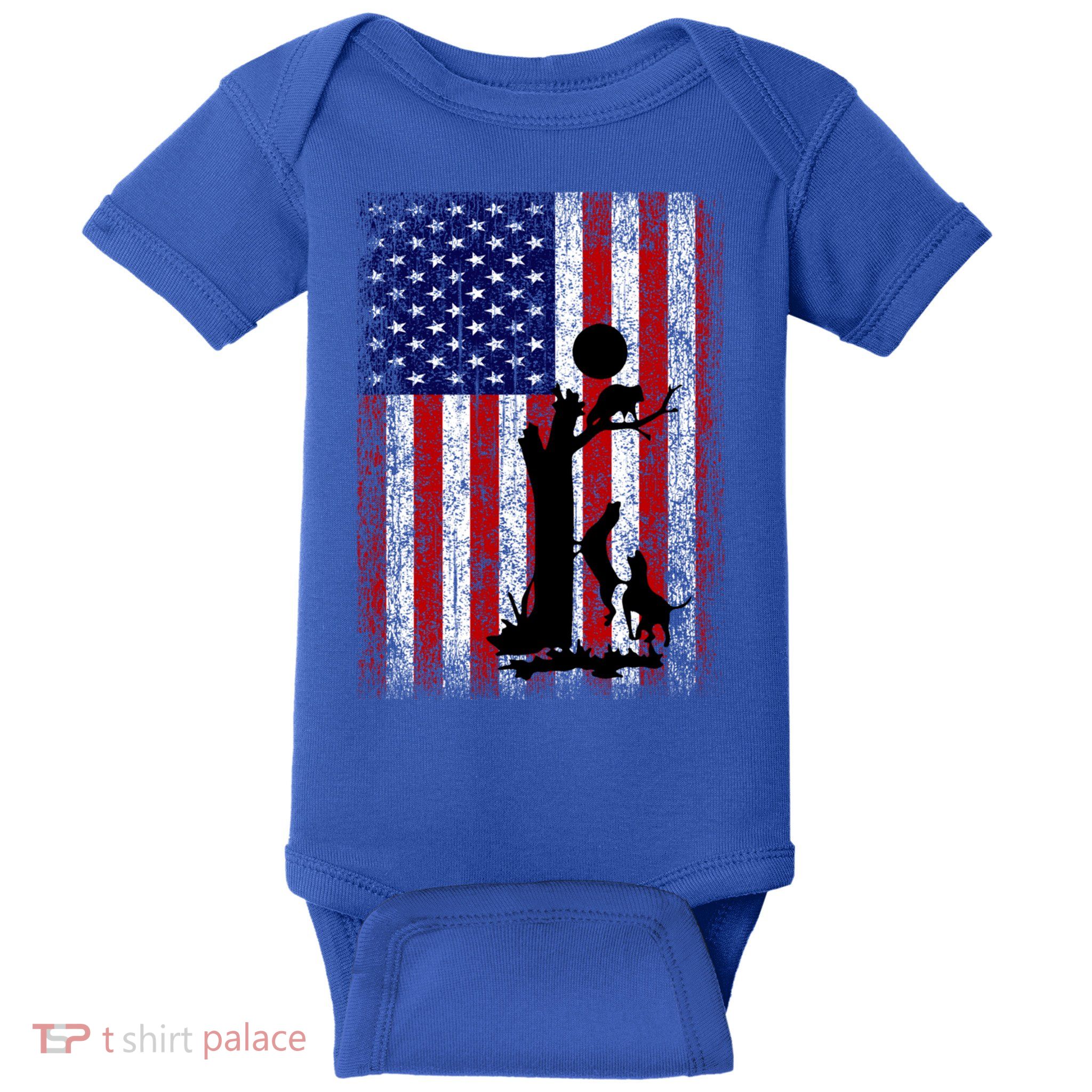 Patriotic Coon Hunting Dogs American Flag Gift Baby Bodysuit
