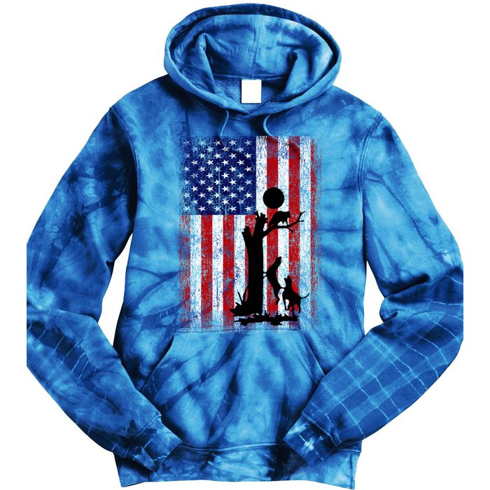 Patriotic Coon Hunting Dogs American Flag Gift Tie Dye Hoodie