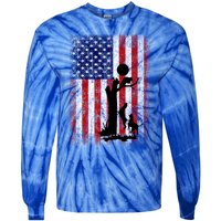 Patriotic Coon Hunting Dogs American Flag Gift Tie-Dye Long Sleeve Shirt