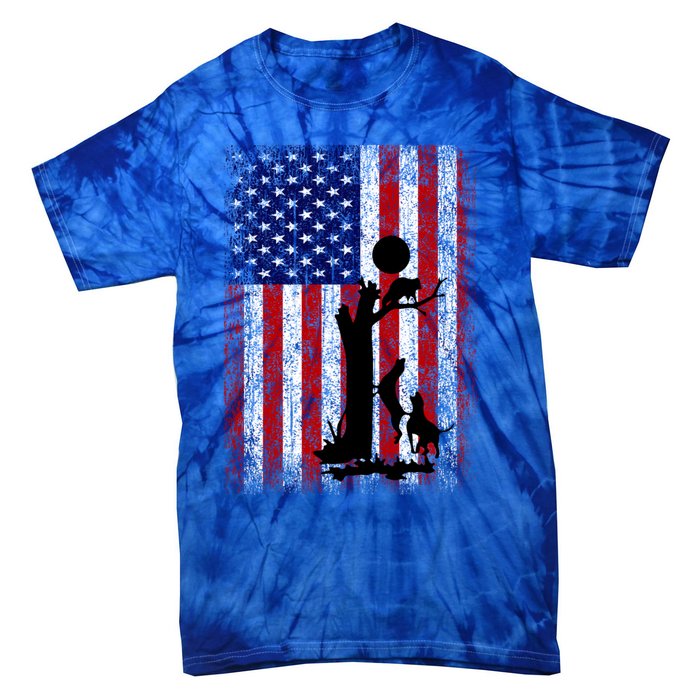 Patriotic Coon Hunting Dogs American Flag Gift Tie-Dye T-Shirt