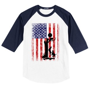 Patriotic Coon Hunting Dogs American Flag Gift Baseball Sleeve Shirt