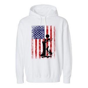 Patriotic Coon Hunting Dogs American Flag Gift Garment-Dyed Fleece Hoodie