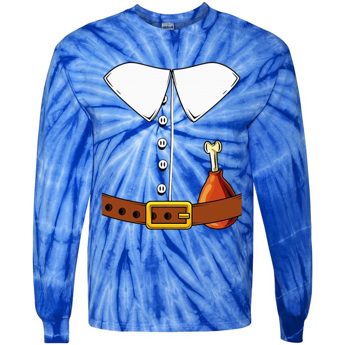 Pilgrim Costume Hat Colonist Thanksgiving Tie-Dye Long Sleeve Shirt