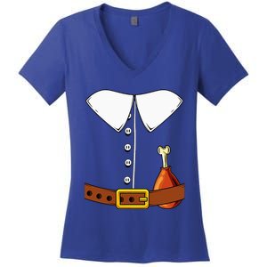 Pilgrim Costume Hat Colonist Thanksgiving Women's V-Neck T-Shirt