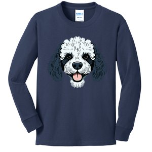 Poodle Cute Happy Little Puppy Dog Face Parti Poodle Owner Kids Long Sleeve Shirt