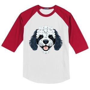 Poodle Cute Happy Little Puppy Dog Face Parti Poodle Owner Kids Colorblock Raglan Jersey