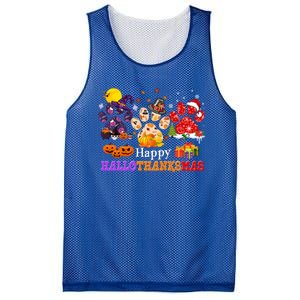 Paw Cat Happy Hallothanksmas Halloween Thanksgiving Xmas Gift Mesh Reversible Basketball Jersey Tank