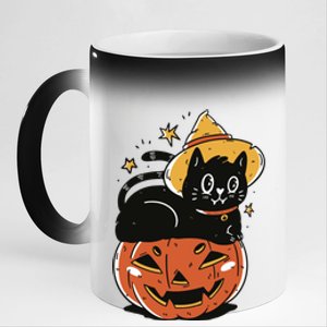 Pumpkin Cat Halloween Cute Festive 11oz Black Color Changing Mug