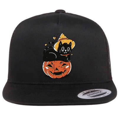 Pumpkin Cat Halloween Cute Festive Flatbill Hat