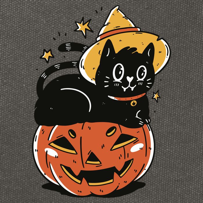 Pumpkin Cat Halloween Cute Festive Cotton Canvas Backpack