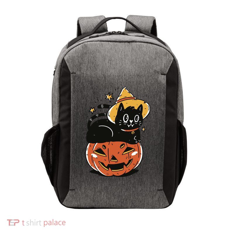 Pumpkin Cat Halloween Cute Festive Vector Backpack