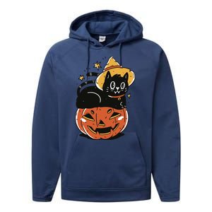 Pumpkin Cat Halloween Cute Festive Performance Fleece Hoodie