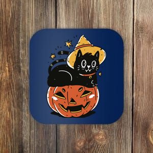 Pumpkin Cat Halloween Cute Festive Coaster