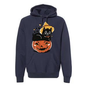 Pumpkin Cat Halloween Cute Festive Premium Hoodie